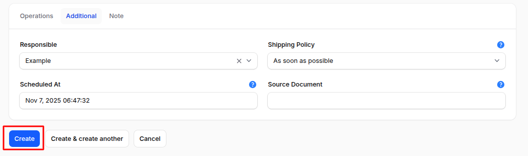 Delivery Additional Section