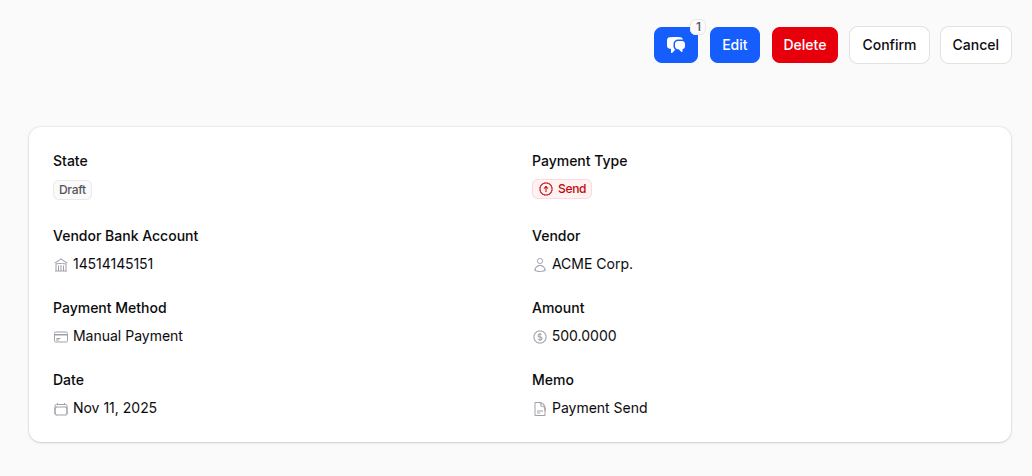Vendor Payment View
