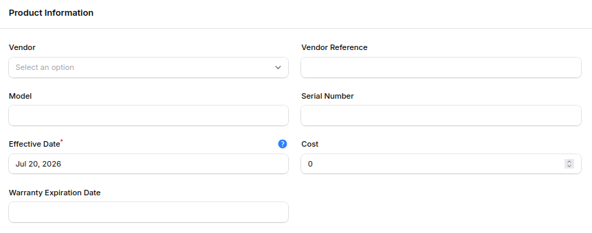 Equipment Product Information