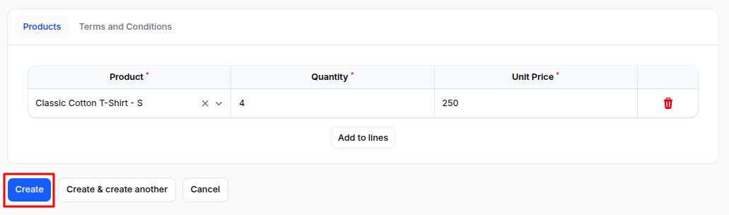 Purchase Agreement Product Section