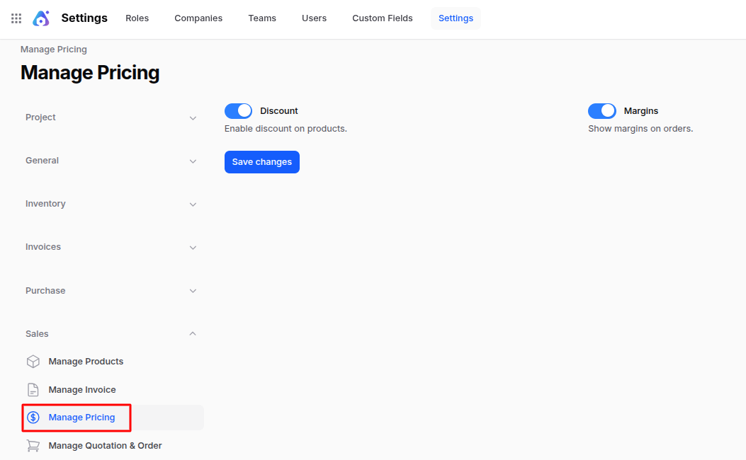 Manage Pricing Navigation
