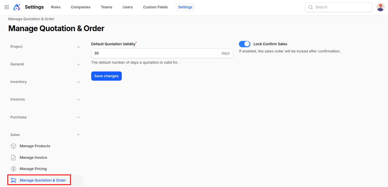 Manage Quotation Navigation