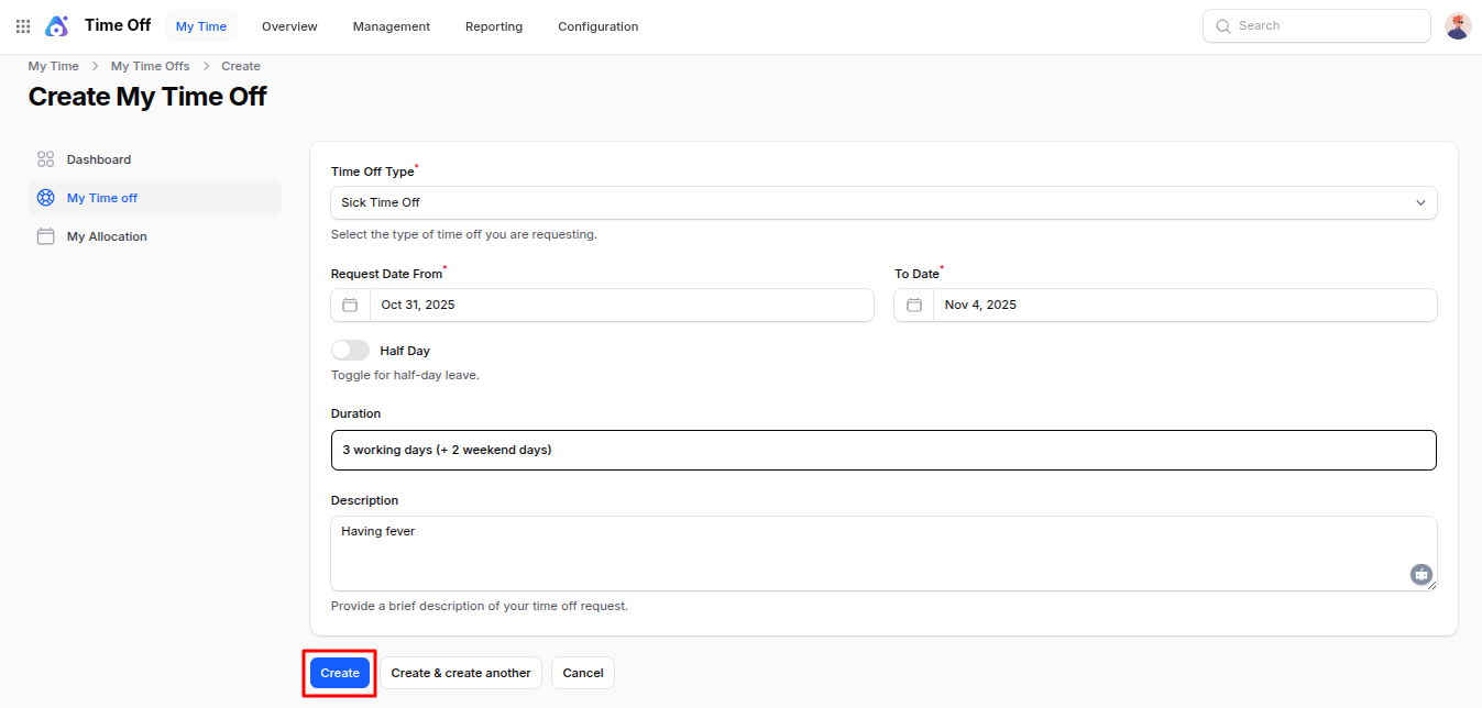Create Time-Off