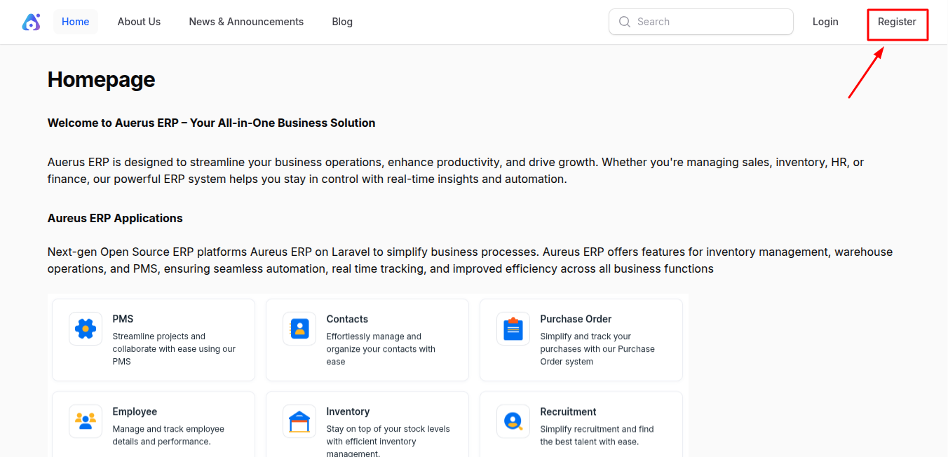 Frontend Registration